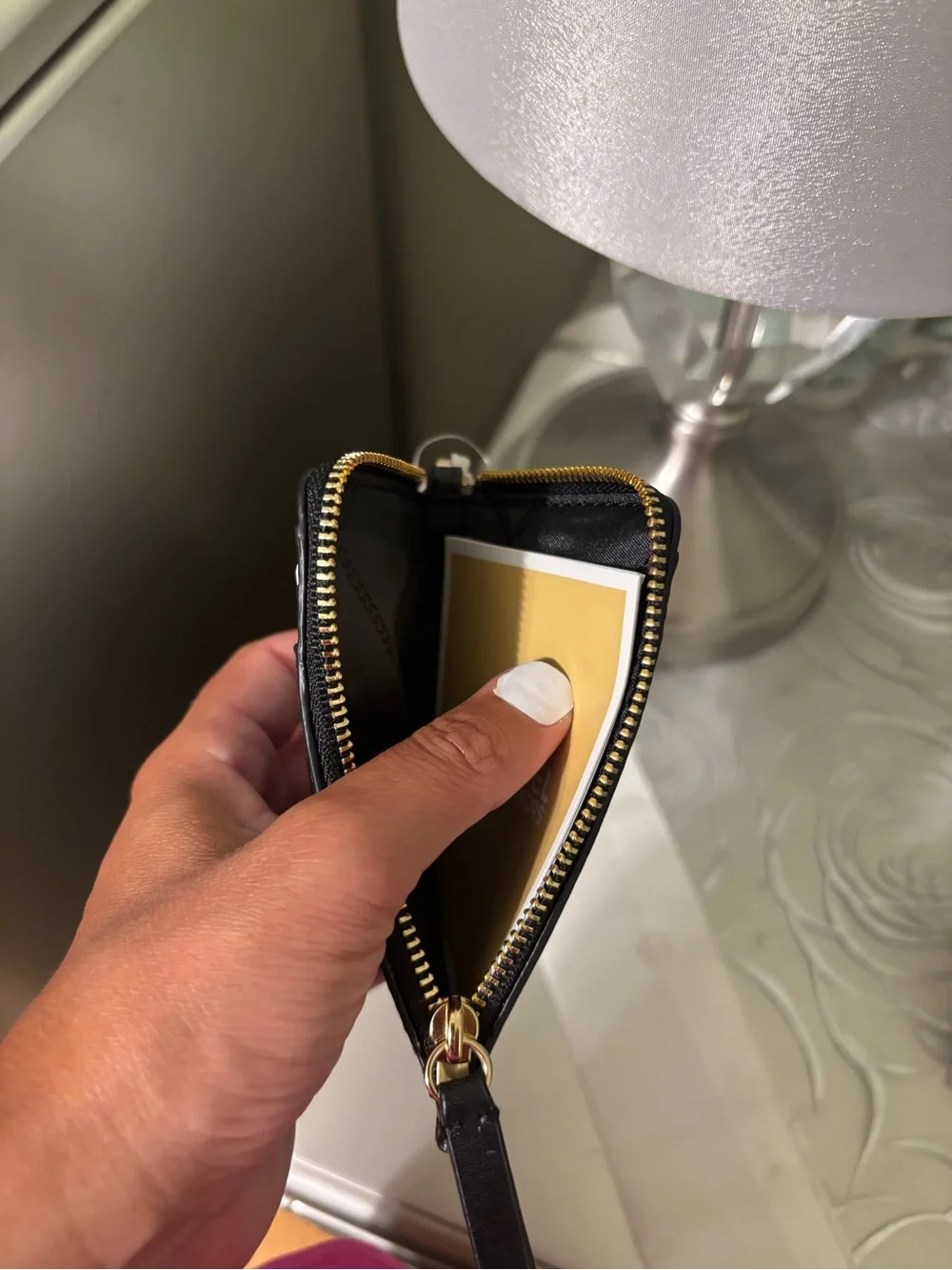 Michael Kors Black Leather Wristlet Charm with Gold Hardware